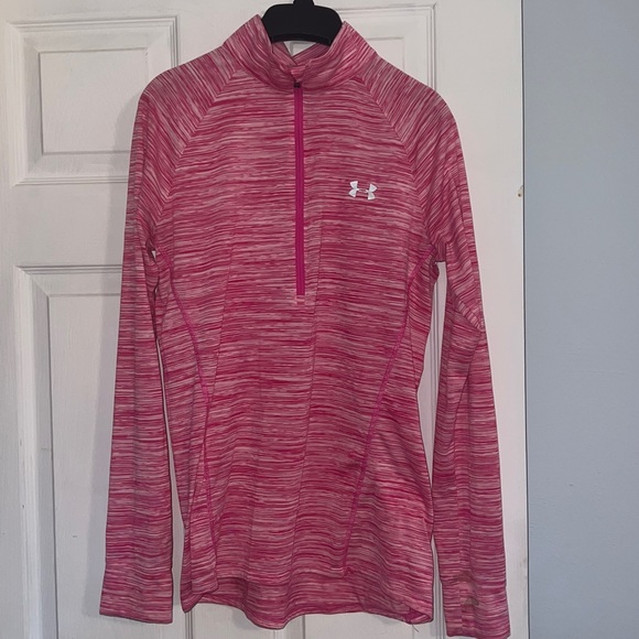 Under Armour Tech Pink White Half Zip Twist UA Tech Wick Shirt Top - Picture 5 of 10